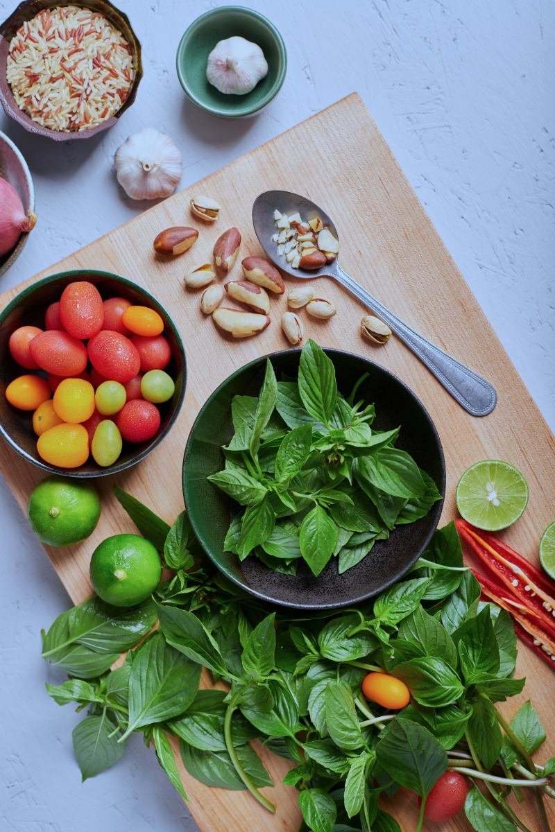 Fresh basil transforms salad into a flavorful dish.