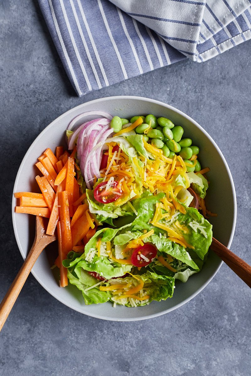 Serve with green salad with green beans.