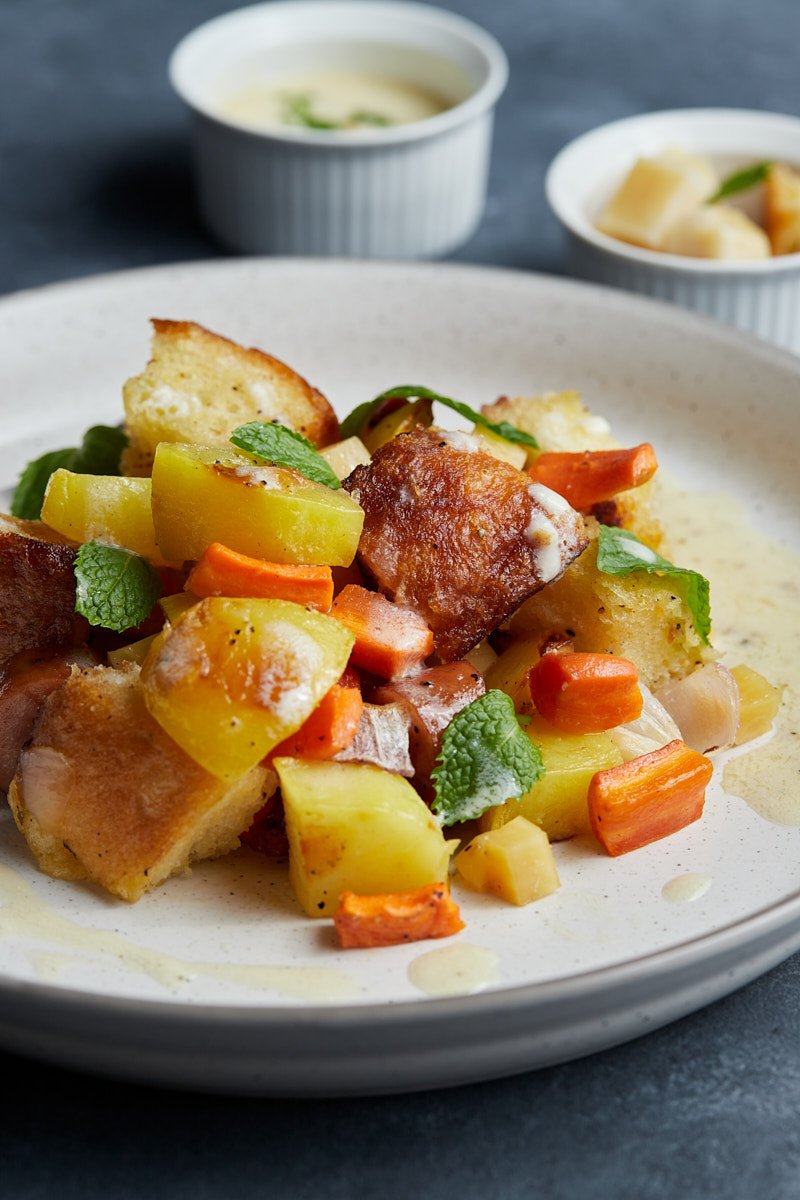 Roasted Veggies Toasts for Creamy Dish