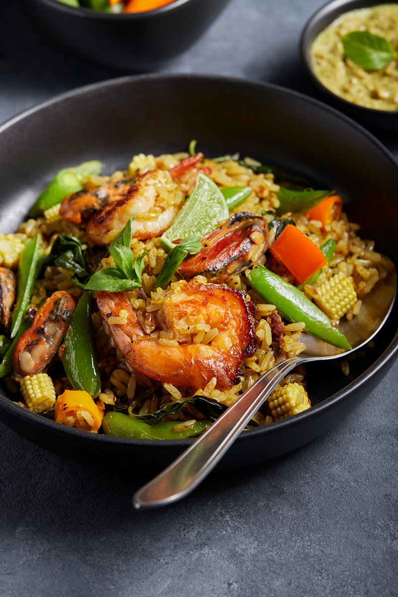 Seafood Green Curried Rice for Spicy Dish