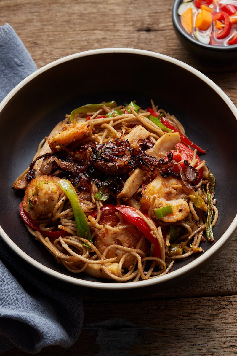 Shrimp and Yaki Noodles for Asian Cuisine