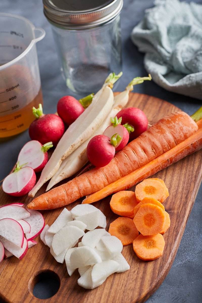 Pickle other vegetables similarly carrot and radish and turnip.