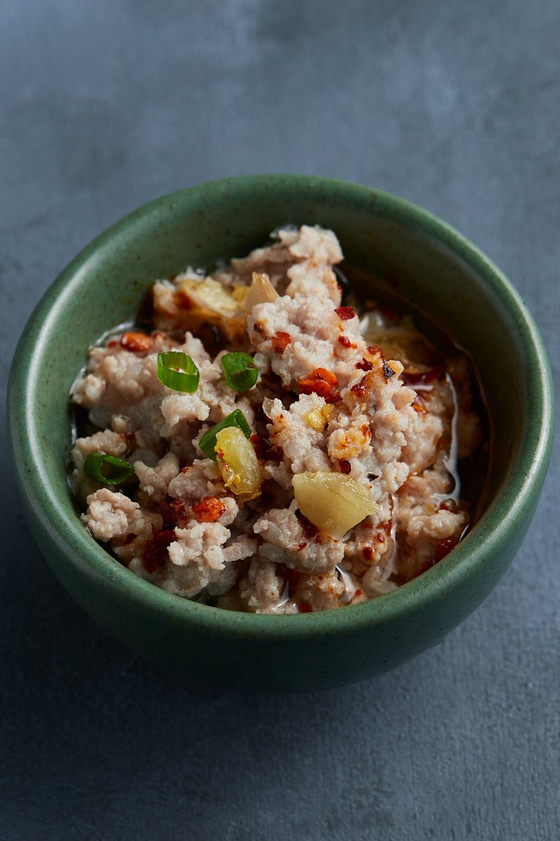 Makes extra spicy pork mixture.