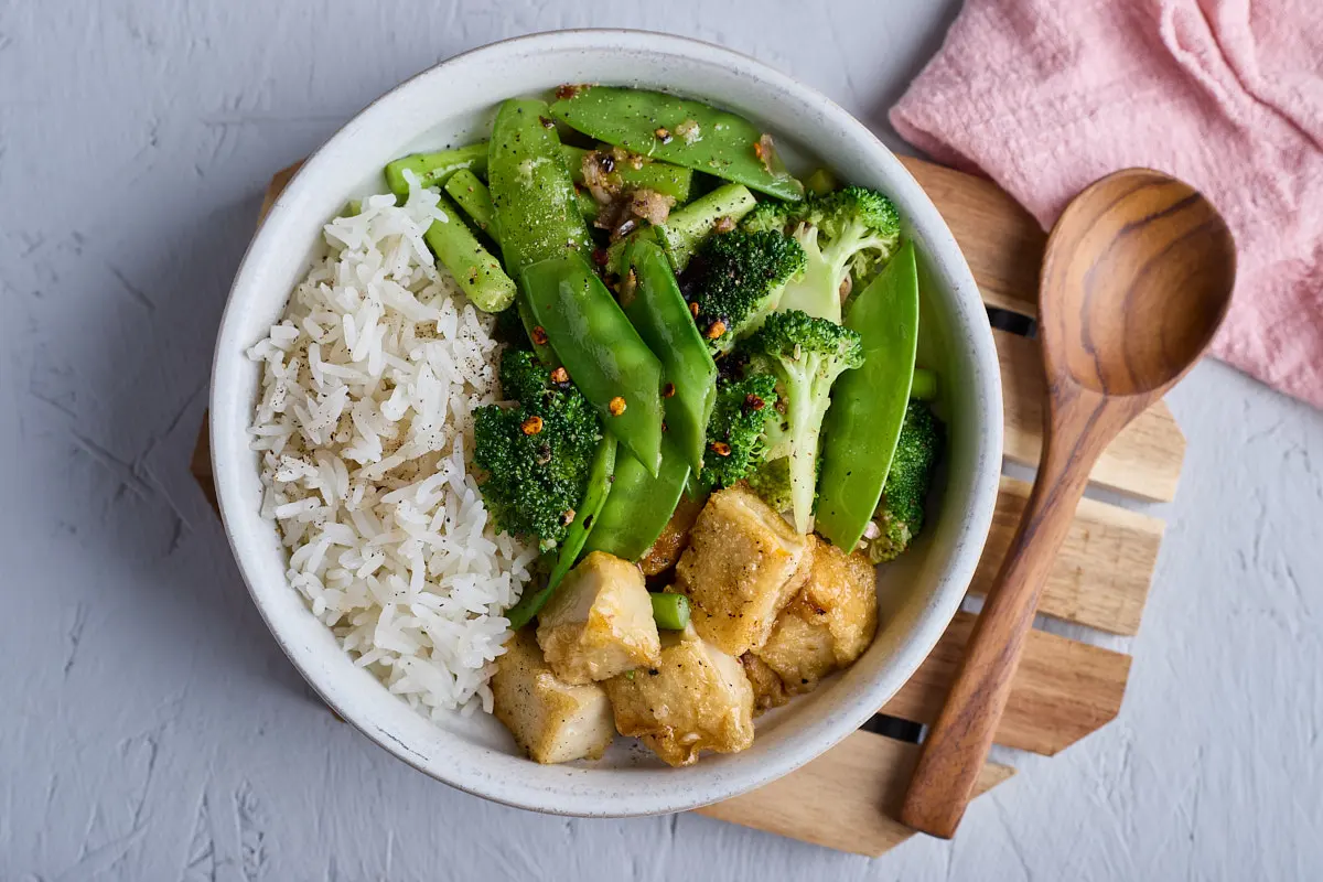 Make vegetables with rice taste better